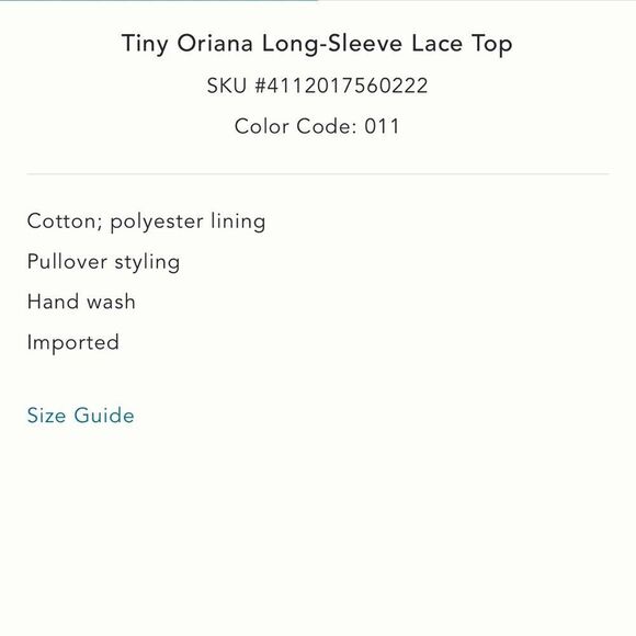 Anthropologie x Tiny Oriana Long Sleeve Lace Top in Ivory - Picture 5 of 8